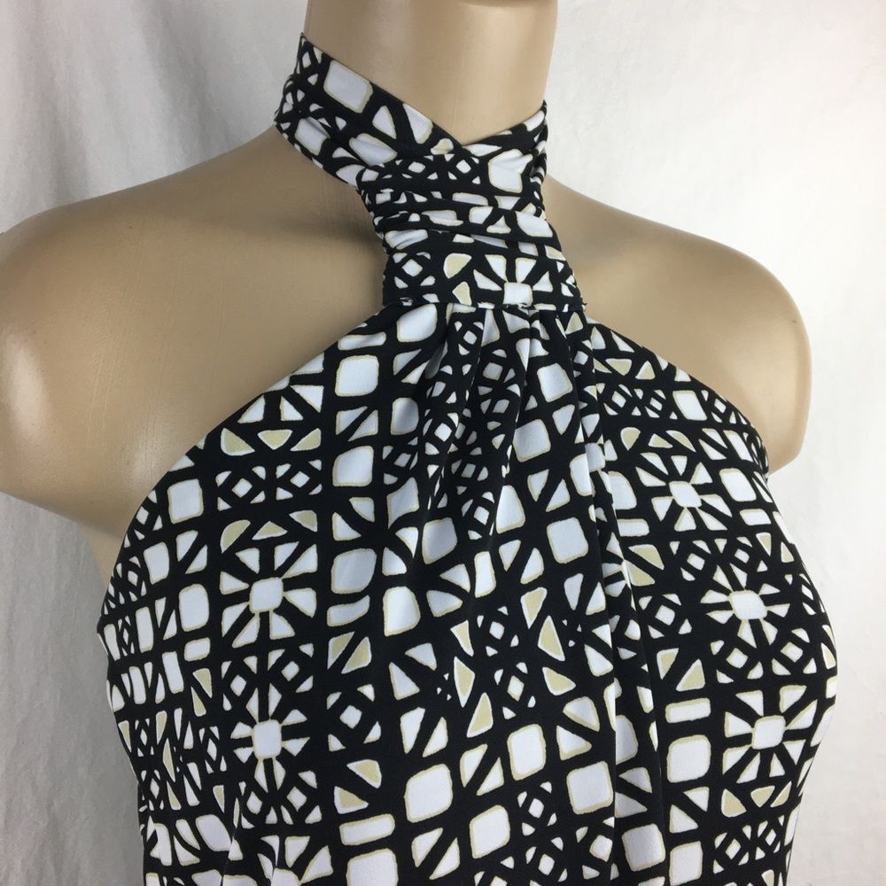 Black & White Graphic Print Sleeveless Halter top White House Black Market XS - Picture 4 of 5